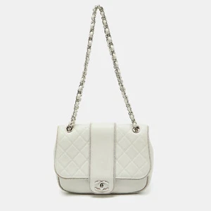 Chanel White Quilted Leather Elementary Chic Flap Bag - Picture 1 of 10
