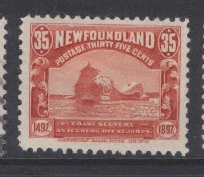 NEWFOUNDLAND 73 1897 35c RED CABOT ISSUE ICEBURG OFF ST JOHNS MPH CV$160 - Image 1 of 2
