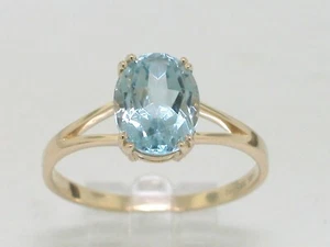 Aquamarin Ring 585 Gelbgold 14Kt Gold natürlicher Aquamarin oval facettiert - Bild 1 von 6