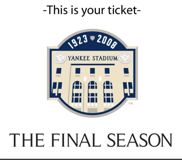 Red Sox @ Yankees MLB 2008 E-Ticket Boston’s Last Game At Old Yankee Stadium - Image 1 of 1