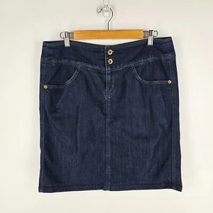Jag Skirt Womens Size 14 Dark Blue Denim Straight Back Hem Split Pockets Casual - Picture 1 of 7