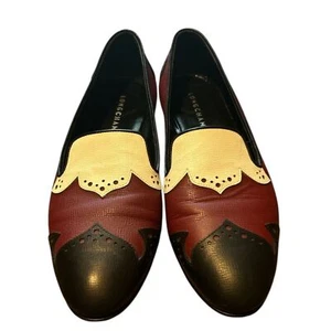 Mocasines Longchamp Effrontee de cuero para mujer talla 39 borgoña negro blanco Italia - Imagen 1 de 12