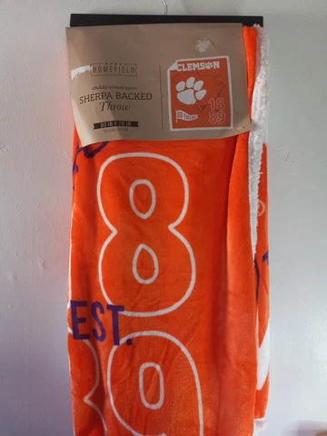 Homefield Decor Co. Clemson Tigers Sherpa Backed Throw 60in.x70in Cover