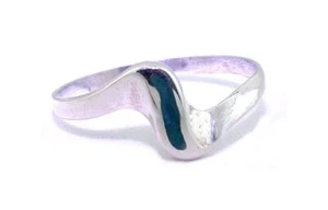 Turquoise Inlay Gemstone Sterling Silver Ring Size 4 to 6 YOU SELECT SIZE PSR57 - Picture 1 of 3