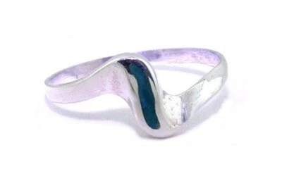 Turquoise Inlay Gemstone Sterling Silver Ring Size 4 to 6 YOU SELECT SIZE PSR57 - Image 1 of 3