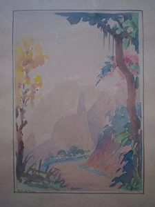 DESSIN ANCIEN BRASIL AQUARELLE ENCADRE SIGNE DECO PEINTRE VOYAGE DEDOS DE DEUS - Imagen 1 de 10