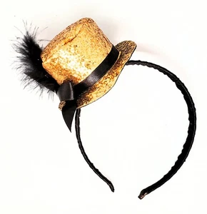 Gold Glitter Mini Sequin Hat Headband - Picture 1 of 5