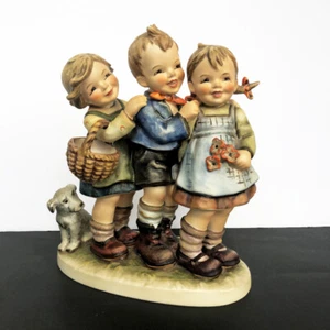 Hummel Goebel #369 * Follow The Leader * Rare TM4 Boy Girl Dog 7" tall ~ PERFECT - Picture 1 of 8