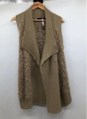 Mujer Kensie Beige Sherpa Cárdigan Suéter Chaleco Frente Abierto - Talla Pequeña Foto 1 de 4