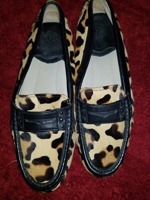 JOHNSTON & MURPHY Leopardo Pelo Poni Mocasines Planos Mujer Zapatos talla 7.5  Foto 1 de 4