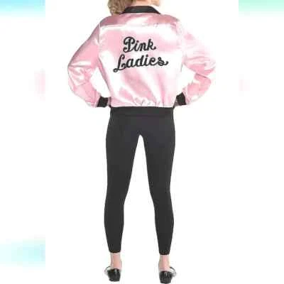 Chaqueta Bomber Rosa Grasa Damas Satén Disfraz Clásico Fiesta Pastel Retro Escuela Foto 1 de 4