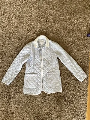 Tommy Hilfiger De Colección Azul Claro Años 90/Y2K Acolchado Chaqueta Mujer Pana Cuello Foto 1 de 4