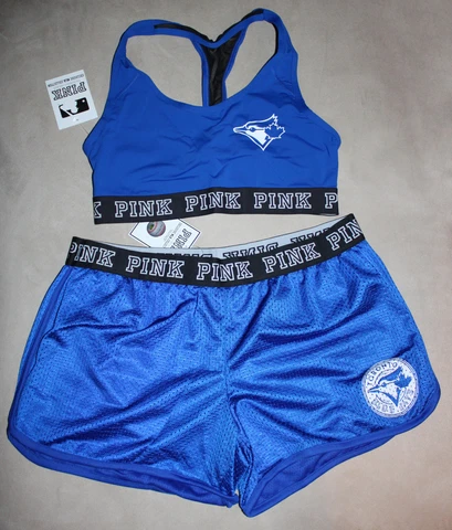 Toronto Blue Jays VICTORIA'S SECRET Sports Bra Top Mesh Shorts Gym Workout M L Cover