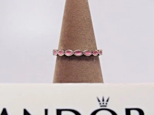 New Pandora NO BOX Better Together Pink Enamel Ring 190884EN24 Stack 56 OR 58 - Picture 1 of 7