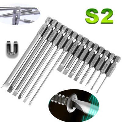 Bits For Screwdriver Set Electric Drill S2 SL1.5 - SL6 Magnetic High Torque S1/4 - Image 1 of 4