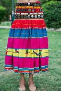 Belly Dancing Mirror Work Skirt Banjara Dance Skirt Gypsy Bohemian Tribal Rabari - Picture 1 of 3