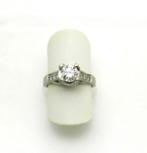 1.37 Ctw Engagement Ring 14K White Gold EGL Certificate Estate # PR14 - Picture 1 of 5