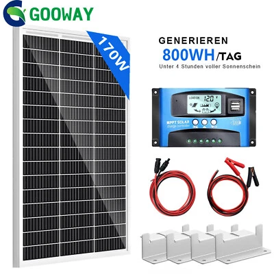 12V Volt Solar Panel Kit 170W Watt Battery Charger Controller RV Trailer Camper - Image 1 of 4
