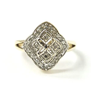 9ct Gold Diamond Ring Size J Ladies Cluster Style 0.25ct approx Yellow 3g - Picture 1 of 16