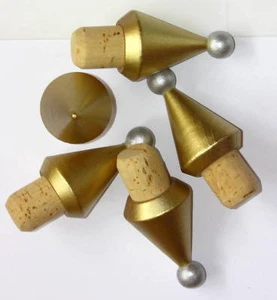 5 Korken 19mm Holzgriffkorken goldener Kegel - Bild 1 von 1