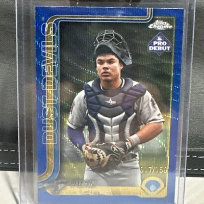 2025 TOPPS PRO DEBUT Chrome JUAN FLORES Blue Wave - Dust Devils 017/150 #PDC-58 - Image 1 of 4