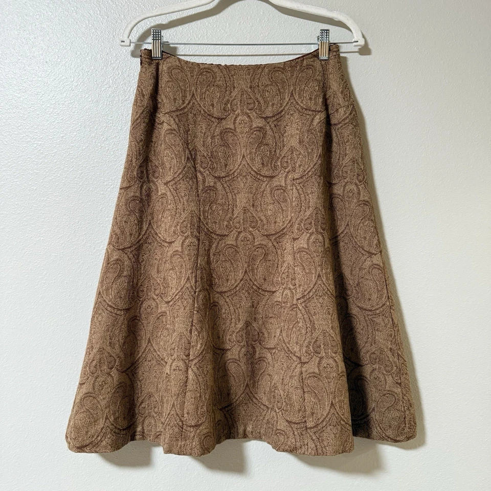 Falda midi Talbots Petite para mujer talla 8 100 % lana marrón cachemira línea A Foto 1 de 4