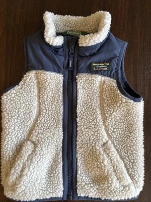  L.L. Bean Toddlers' Sherpa Fleece Vest, Navy and Cream, Size 12-18 mo  - Image 1 of 4