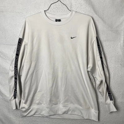 Nike Womens White Therma Oversized Crewneck Pullover Sweatshirt Training Size XL - Image 1 of 4