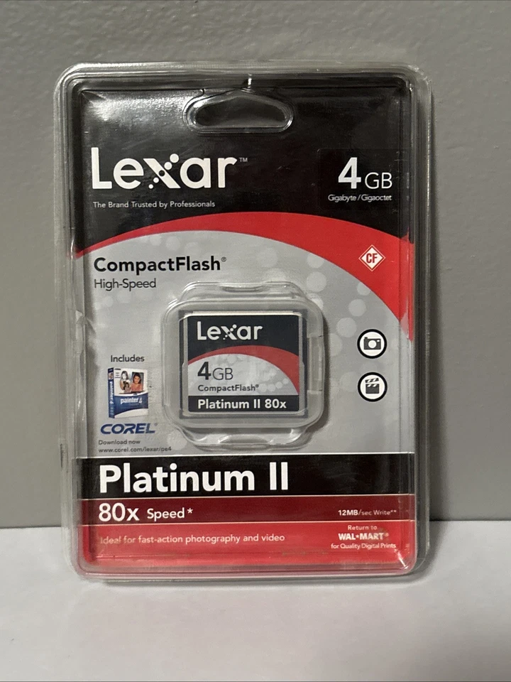 ¡NUEVO! Tarjeta de memoria flash compacta Lexar 4 GB Platinum II de alta velocidad Foto 1 de 3