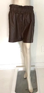 Pantalones Cortos SHEIN Curve Para Mujer 1XL Marrón Imitación Cuero Volantes Cintura Pull-On - Imagen 1 de 8