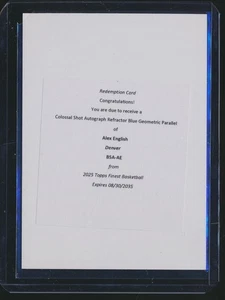 2025 FINEST COLOSSAL SHOT BLUE GEOMETRIC REDEMPTION AUTO ALEX ENGLISH NUGGETS - Picture 1 of 1