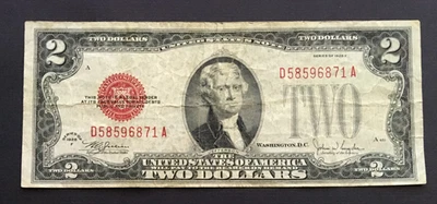 1928 F $2.00 DOLLAR RED SEAL NOTE nice circulated DA Block D 58596871 A - Image 1 of 2