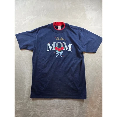 Vintage The Best Mom Graphic T Shirt L Ladybug Roses Jerzees 1996 Made USA 90s - Image 1 of 4