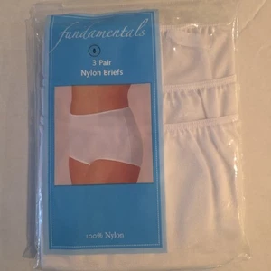 Neu aus altem Lagerbestand 3 Stück Vintage Sears Größe 8 weiß Fundamentals Nylon Slips Höschen Oma Sissy - Bild 1 von 3