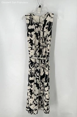 NWT Banana Republic Black White Round Neck Sleeveless Fit & Flare Womens Dress L - Image 1 of 4