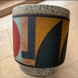 Kat & Roger K&R Bunter Keramik Blumentopf 7,5 x 7,9" Hergestellt in Los Angeles - Bild 1 von 7