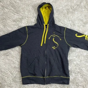 Disney Aladdin Hoodie Mens S Gray Genie Graphic Zip Up Sweatshirt Rare - Picture 1 of 4