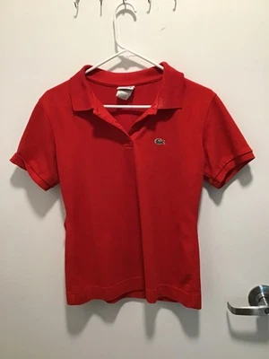Lacoste Women Polo Shirt Size 42 red short Sleeve Collar Slim Fit Tennis Golf - Image 1 of 4