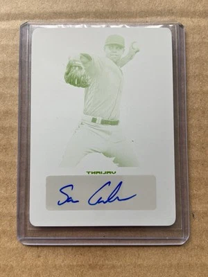 Signed 2017 Leaf Valiant SAM CARLSON Auto Printing Plate 1/1 Dodgers Mariners - Image 1 of 2