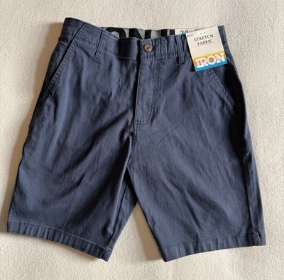 Pantalones Cortos Elásticos IRON CO Para Hombre (TALLA 30) Cintura Flexible Frente Plano AZUL LAGO ¡Nueva Etiqueta! Foto 1 de 4