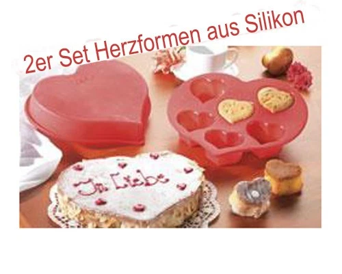Herzbackform Herz Backformen Muffin Herzen aus Silikon 2er Set - Bild 1 von 1