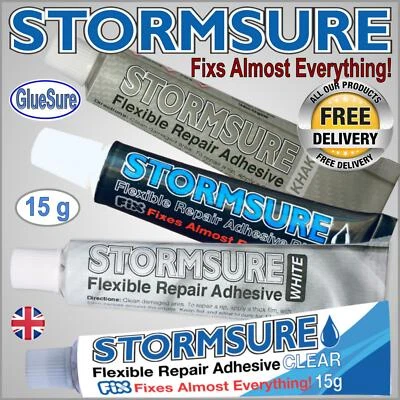 STORMSURE 15G FLEXIBLE WATERPROOF REPAIR ADHESIVE GLUE TENT WADERS RIPS HOLES  - Image 1 of 3