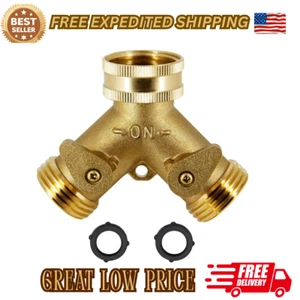 3/4" Solid Brass Double Two Way Tap Garden Connector Adaptor Hose Splitter - Picture 1 of 6