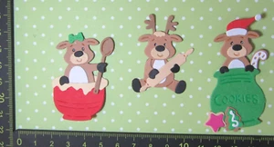 Stanzteile Kartenaufleger Weihnachten 3 x süße kleine Elche backen - Bild 1 von 1