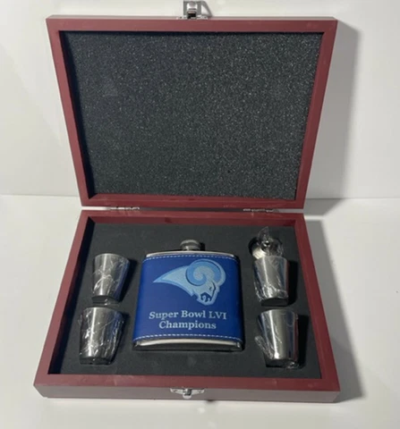 Los Angeles Rams Super Bowl LVI Champions 6 oz flask optional presentation box Cover