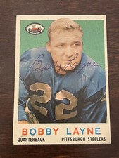 BOBBY LAYNE SIGNED AUTOGRAPHED 1959 TOPPS #40 VINTAGE FOOTBALL CARD LIONS HOF