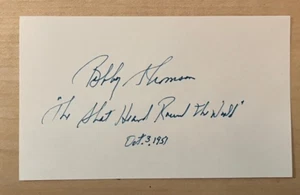 Bobby Thomson Autographed 3 x 5 card - Picture 1 of 1