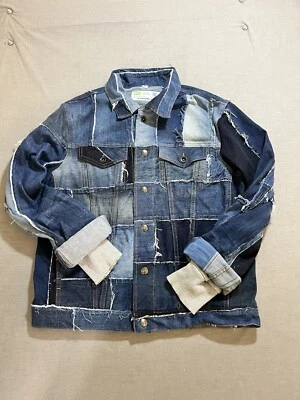 Diesel x Upcycle D-ownhill55 Denim Jean Jacket Womens Large Blue Patched Snap - Image 1 of 4