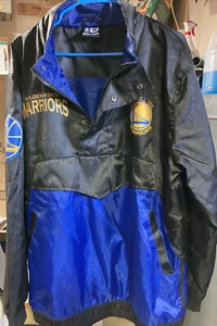 Vintage?? Awesome? Yes! Golden State Warriors 1/4 Zip Satin Jacket-LRG-NO HOOD - Picture 1 of 11