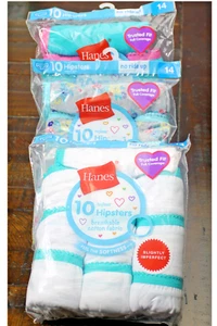 Hanes Girls Hipster Tagless Underwear No Ride Up Blue,White,Floral Size 14 10 Ct - Picture 1 of 15